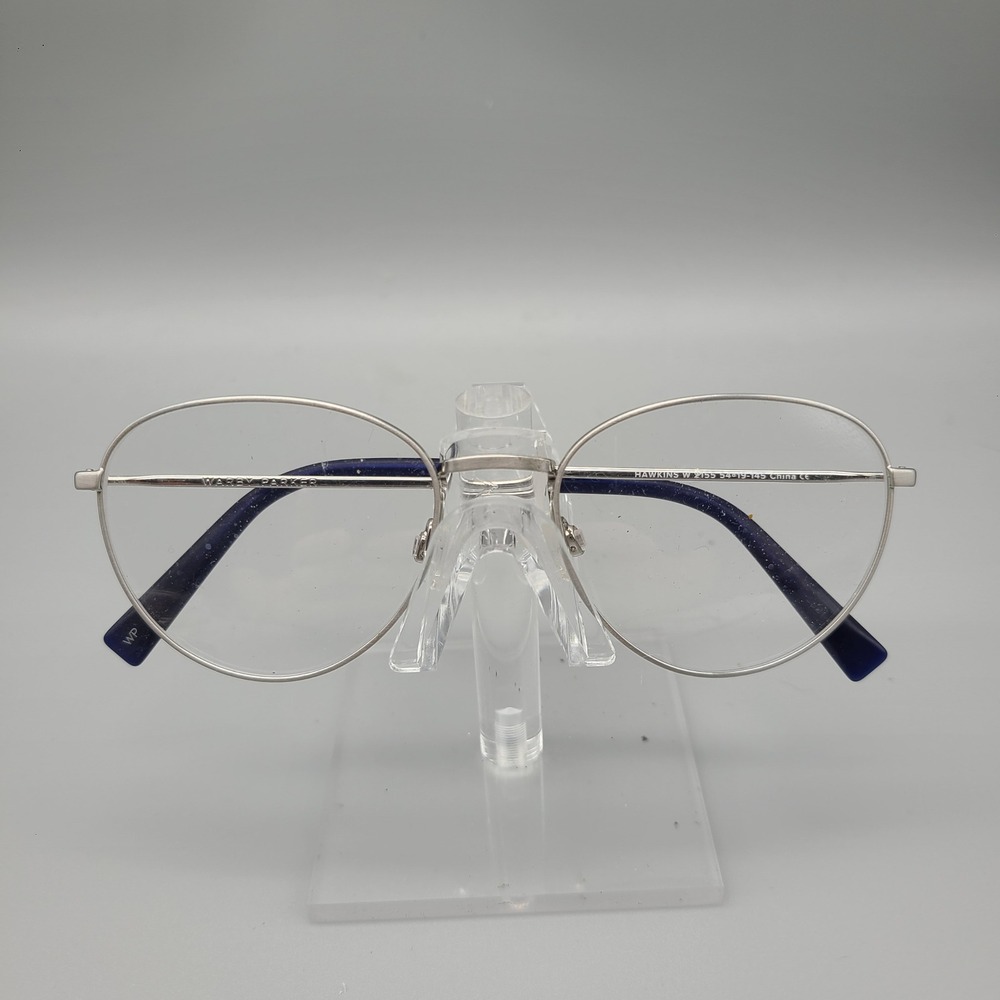 Warby Parker Hawkins W 2155 Eyeglasses Silver Blue Round Frames 54-19-145